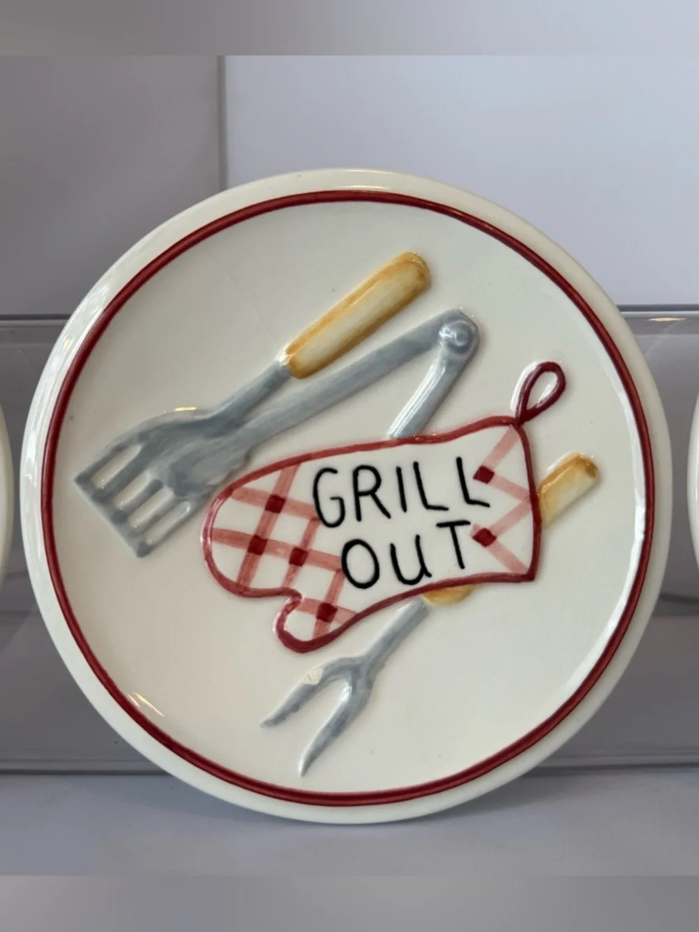 3 Pc MWW Market 4.5" Mini Plate Set Grill/ Pig/Go Out/Take Out -Farmhouse Picnic - Picture 3 of 16